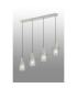 Hudson Linear Pendant 4 Light Adjustable E27 Beige Stone/Clear Narrow Line Glass-3