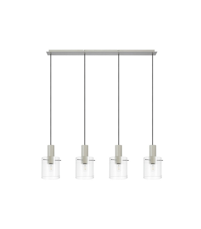 Hudson Linear Pendant 4 Light Adjustable E27 Beige Stone/Clear Narrow Line Glass-6