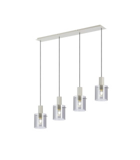 Hudson Linear Pendant 4 Light Adjustable E27 Beige Stone/Smoke Narrow Line Glass-1