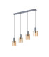 Hudson Linear Pendant 4 Light Adjustable E27 Dark Grey/Amber Narrow Line Glass-4