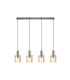 Hudson Linear Pendant 4 Light Adjustable E27 Dark Grey/Amber Narrow Line Glass-5