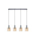 Hudson Linear Pendant 4 Light Adjustable E27 Dark Grey/Amber Narrow Line Glass-6