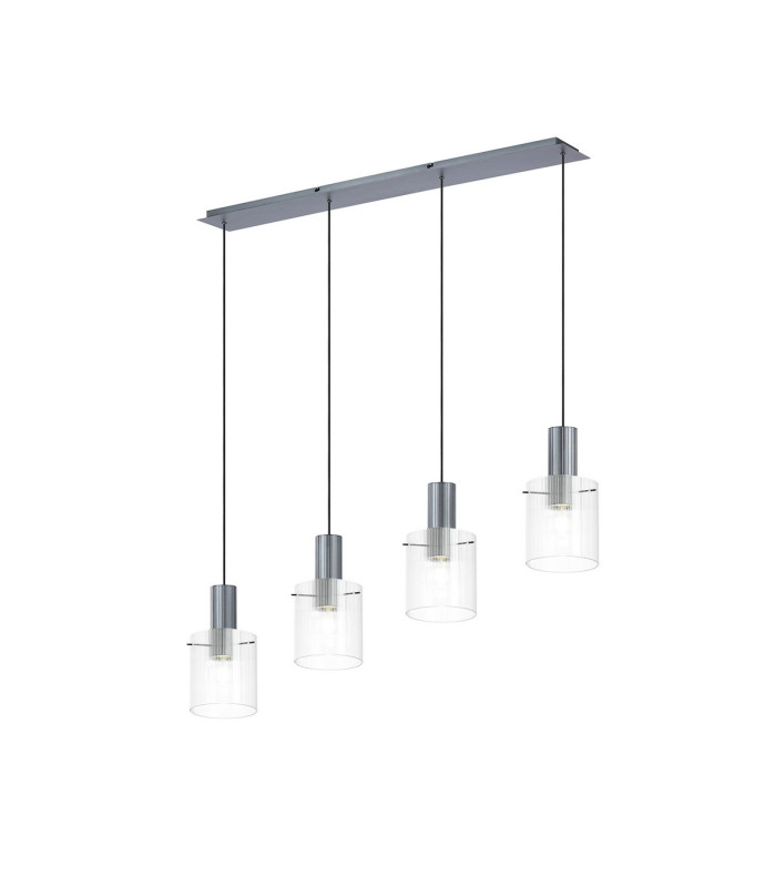 Hudson Linear Pendant 4 Light Adjustable E27 Dark Grey/Clear Narrow Line Glass-1