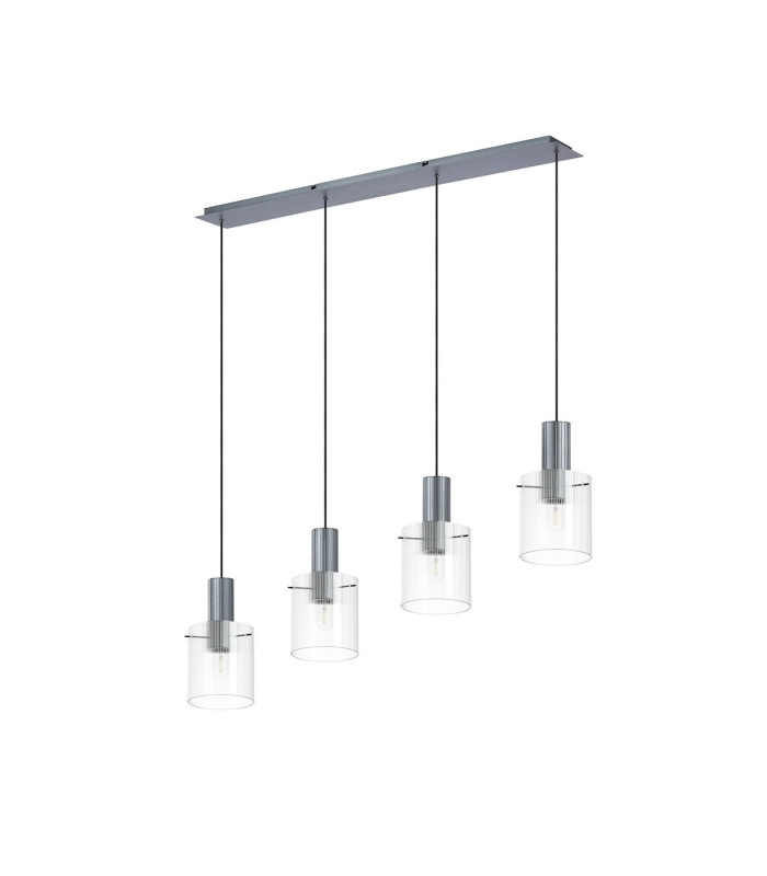 Hudson Linear Pendant 4 Light Adjustable E27 Dark Grey/Clear Narrow Line Glass-4