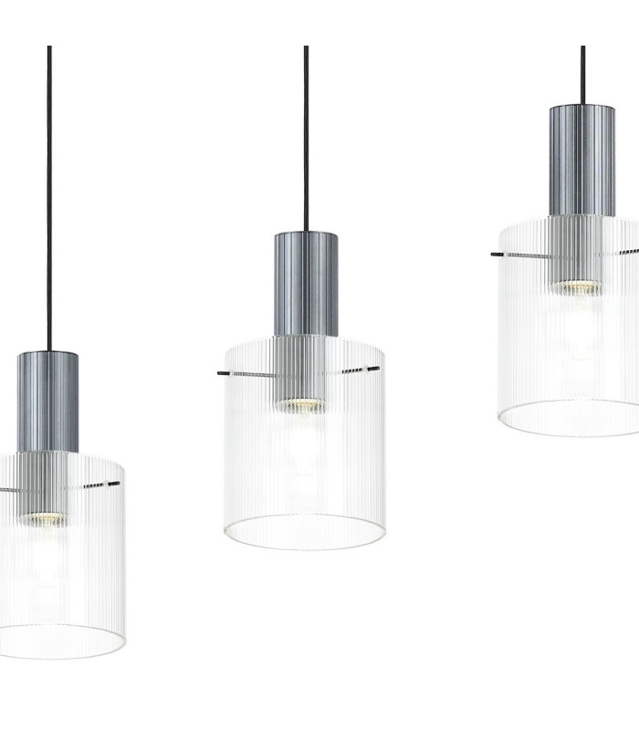 Hudson Linear Pendant 4 Light Adjustable E27 Dark Grey/Clear Narrow Line Glass-8