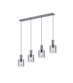 Hudson Linear Pendant 4 Light Adjustable E27 Dark Grey/Smoke Narrow Line Glass-1
