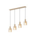 Hudson Linear Pendant 4 Light Adjustable E27 Light Gold/Amber Narrow Line Glass-1