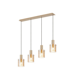 Hudson Linear Pendant 4 Light Adjustable E27 Light Gold/Amber Narrow Line Glass-1