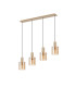 Hudson Linear Pendant 4 Light Adjustable E27 Light Gold/Amber Narrow Line Glass-4