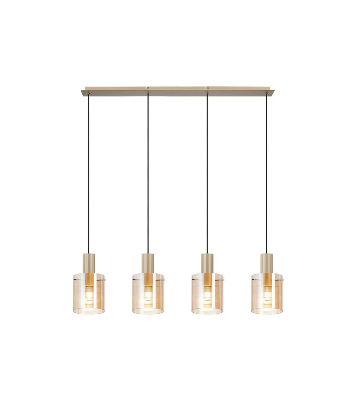 Hudson Linear Pendant 4 Light Adjustable E27 Light Gold/Amber Narrow Line Glass-5