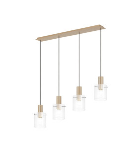 Hudson Linear Pendant 4 Light Adjustable E27 Light Gold/Clear Narrow Line Glass-1