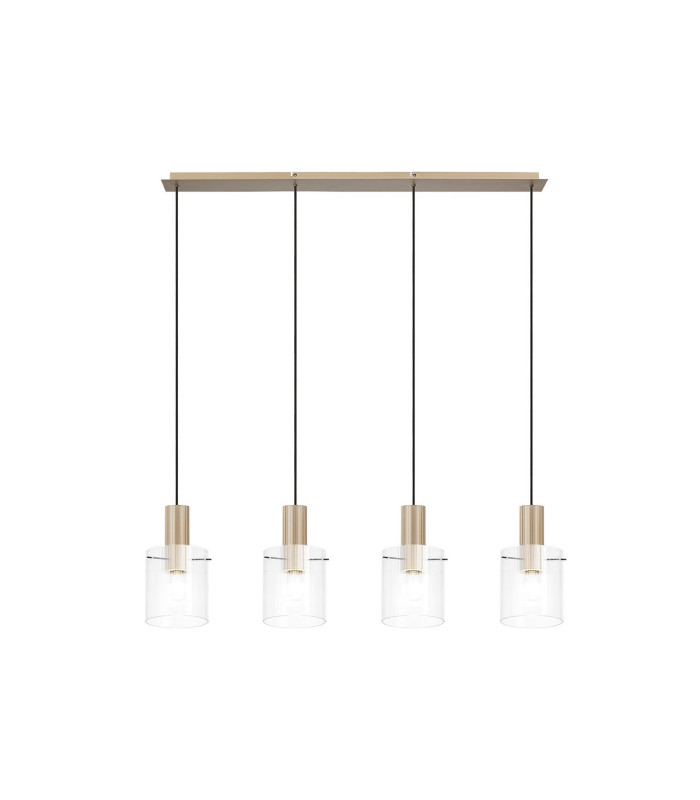 Hudson Linear Pendant 4 Light Adjustable E27 Light Gold/Clear Narrow Line Glass-5