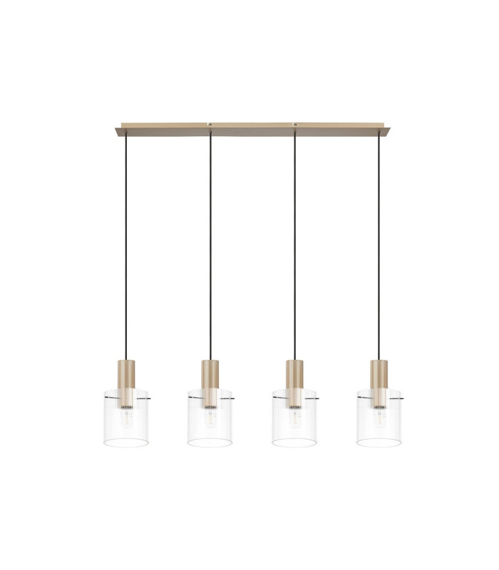 Hudson Linear Pendant 4 Light Adjustable E27 Light Gold/Clear Narrow Line Glass-6