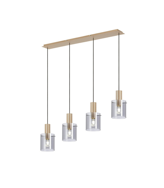 Hudson Linear Pendant 4 Light Adjustable E27 Light Gold/Smoke Narrow Line Glass-1