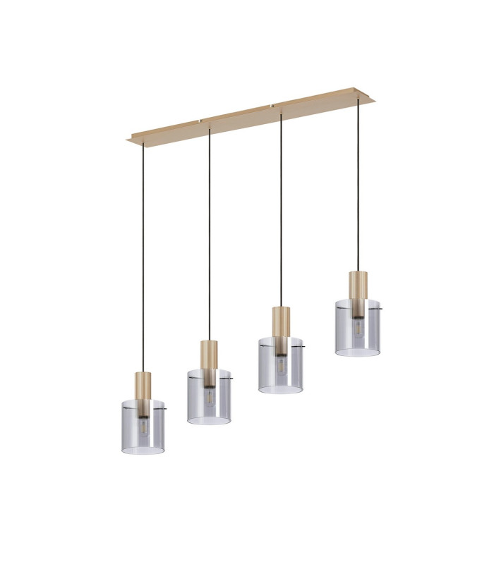 Hudson Linear Pendant 4 Light Adjustable E27 Light Gold/Smoke Narrow Line Glass-4