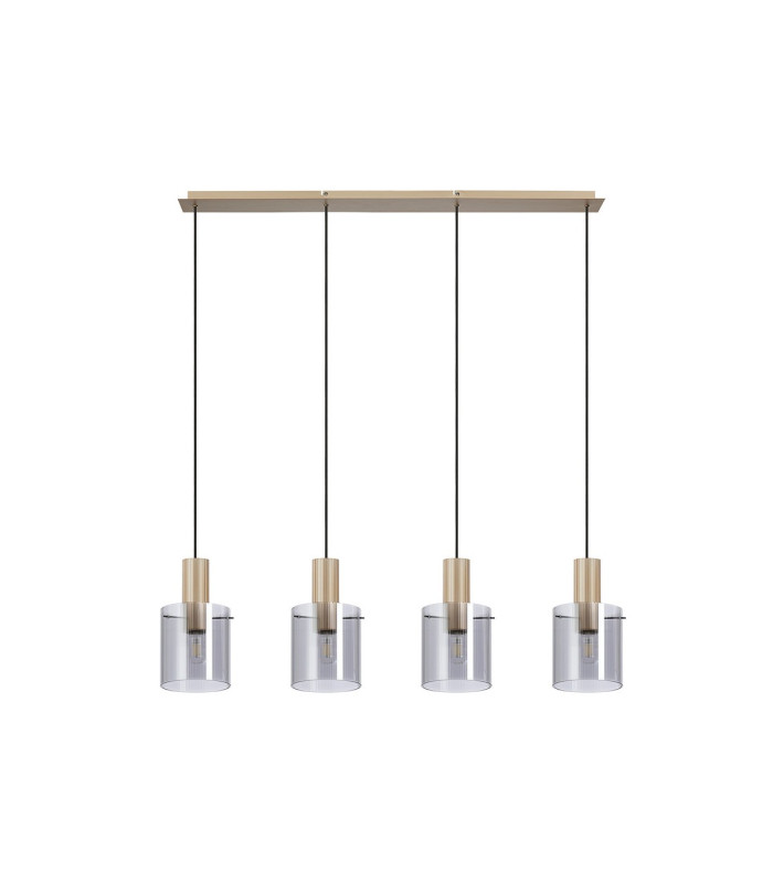 Hudson Linear Pendant 4 Light Adjustable E27 Light Gold/Smoke Narrow Line Glass-6