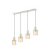 Hudson Linear Pendant 4 Light Adjustable E27 Beige Stone/Amber Wide Line Glass-1