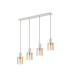 Hudson Linear Pendant 4 Light Adjustable E27 Beige Stone/Amber Wide Line Glass-4