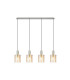 Hudson Linear Pendant 4 Light Adjustable E27 Beige Stone/Amber Wide Line Glass-5