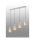 Hudson Linear Pendant 4 Light Adjustable E27 Beige Stone/Amber Wide Line Glass-9