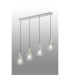 Hudson Linear Pendant 4 Light Adjustable E27 Beige Stone/Clear Wide Line Glass-3