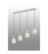 Hudson Linear Pendant 4 Light Adjustable E27 Beige Stone/Frosted/Clear Wide Line Glass-3