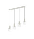 Hudson Linear Pendant 4 Light Adjustable E27 Beige Stone/Frosted/Clear Wide Line Glass-4