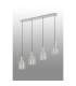 Hudson Linear Pendant 4 Light Adjustable E27 Beige Stone/Frosted/Clear Wide Line Glass-9