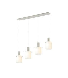 Hudson Linear Pendant 4 Light Adjustable E27 Beige Stone/Gloss White Wide Line Glass-1