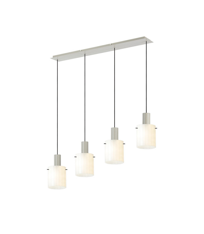 Hudson Linear Pendant 4 Light Adjustable E27 Beige Stone/Gloss White Wide Line Glass-1