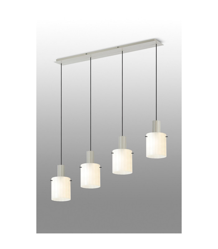 Hudson Linear Pendant 4 Light Adjustable E27 Beige Stone/Gloss White Wide Line Glass-3