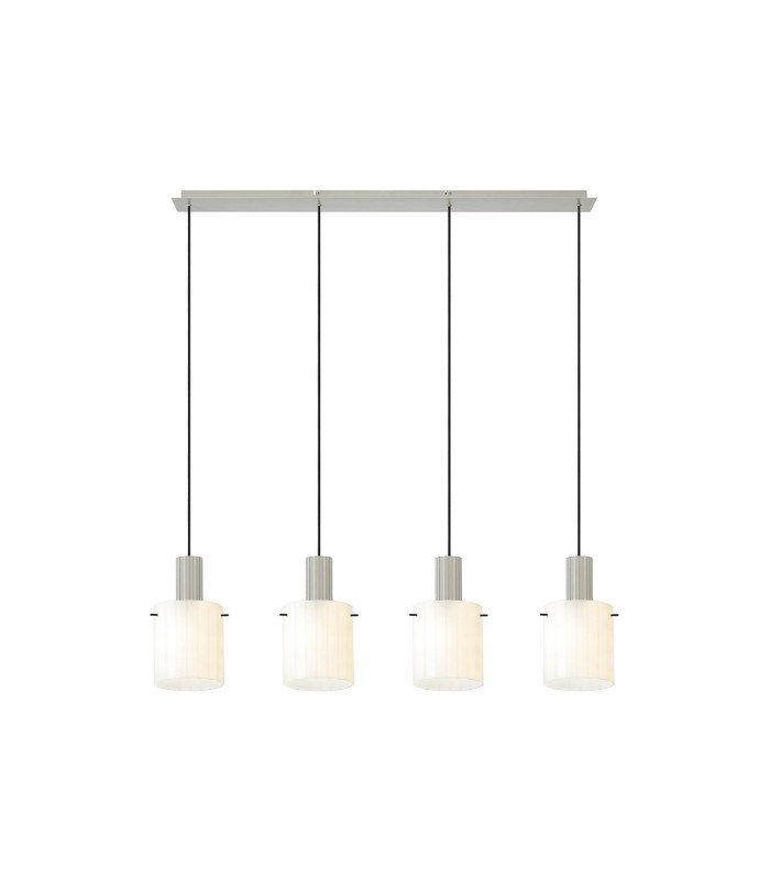 Hudson Linear Pendant 4 Light Adjustable E27 Beige Stone/Gloss White Wide Line Glass-5