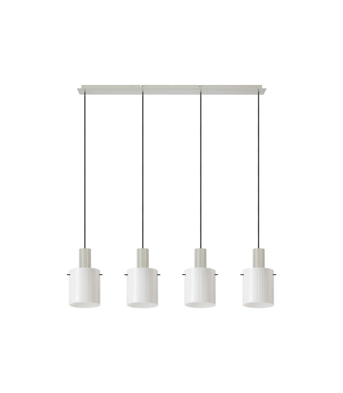 Hudson Linear Pendant 4 Light Adjustable E27 Beige Stone/Gloss White Wide Line Glass-6