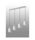 Hudson Linear Pendant 4 Light Adjustable E27 Beige Stone/Gloss White Wide Line Glass-10