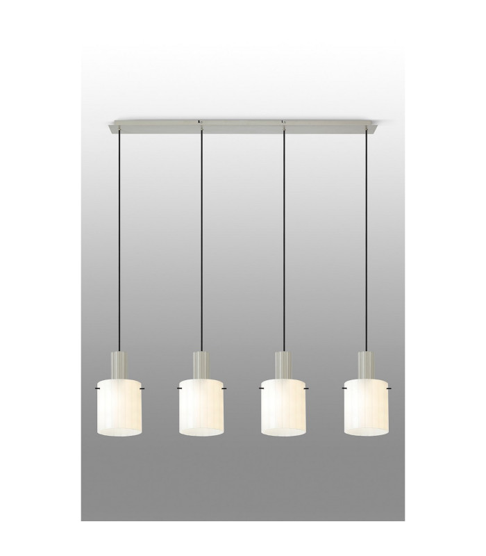 Hudson Linear Pendant 4 Light Adjustable E27 Beige Stone/Gloss White Wide Line Glass-11