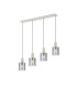 Hudson Linear Pendant 4 Light Adjustable E27 Beige Stone/Smoke Wide Line Glass-1