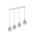 Hudson Linear Pendant 4 Light Adjustable E27 Beige Stone/Smoke Wide Line Glass-4