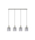 Hudson Linear Pendant 4 Light Adjustable E27 Beige Stone/Smoke Wide Line Glass-6