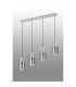 Hudson Linear Pendant 4 Light Adjustable E27 Beige Stone/Smoke Wide Line Glass-9