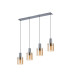 Hudson Linear Pendant 4 Light Adjustable E27 Dark Grey/Amber Wide Line Glass-4