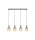 Hudson Linear Pendant 4 Light Adjustable E27 Dark Grey/Amber Wide Line Glass-5