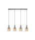 Hudson Linear Pendant 4 Light Adjustable E27 Dark Grey/Amber Wide Line Glass-6