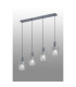 Hudson Linear Pendant 4 Light Adjustable E27 Dark Grey/Clear Wide Line Glass-3