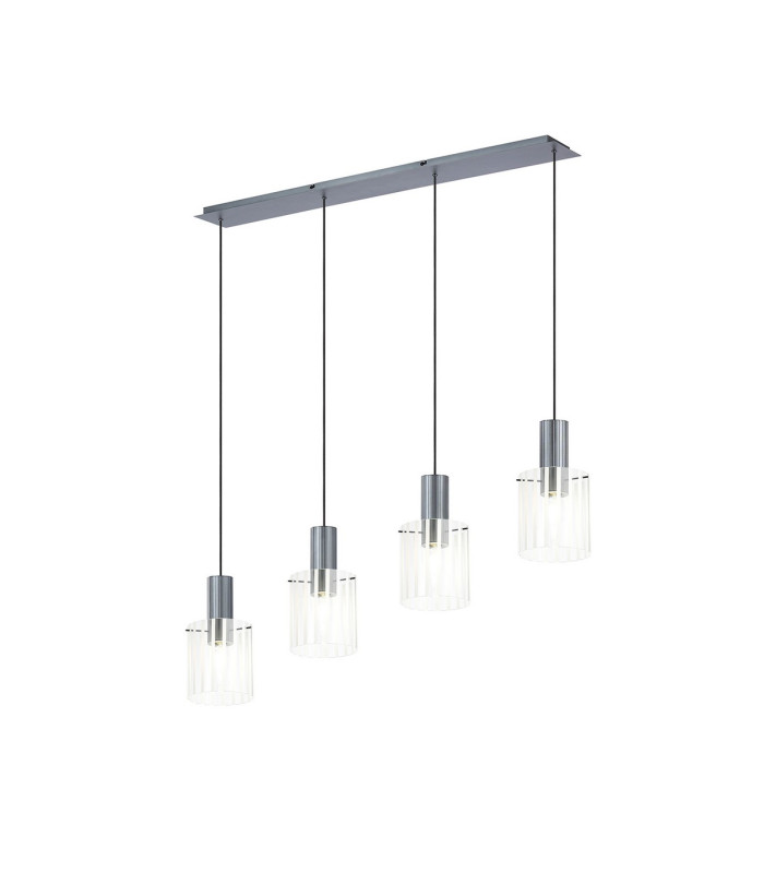 Hudson Linear Pendant 4 Light Adjustable E27 Dark Grey/Frosted/Clear Wide Line Glass-1