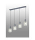 Hudson Linear Pendant 4 Light Adjustable E27 Dark Grey/Frosted/Clear Wide Line Glass-3