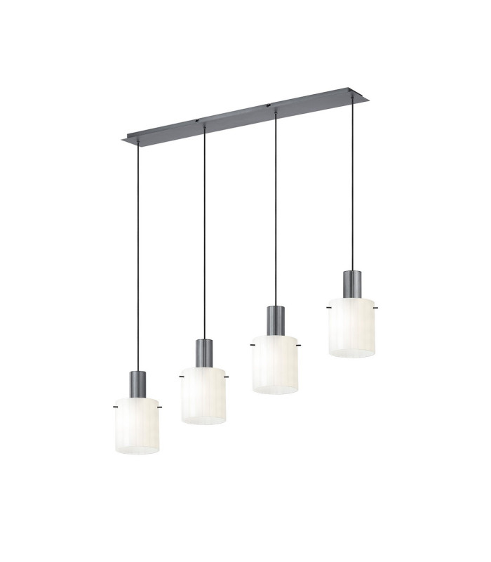 Hudson Linear Pendant 4 Light Adjustable E27 Dark Grey/Gloss White Wide Line Glass-1