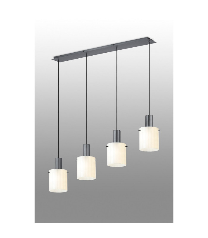 Hudson Linear Pendant 4 Light Adjustable E27 Dark Grey/Gloss White Wide Line Glass-3