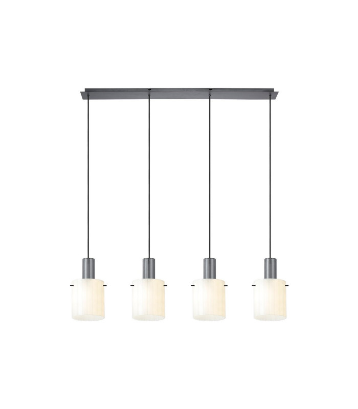 Hudson Linear Pendant 4 Light Adjustable E27 Dark Grey/Gloss White Wide Line Glass-5