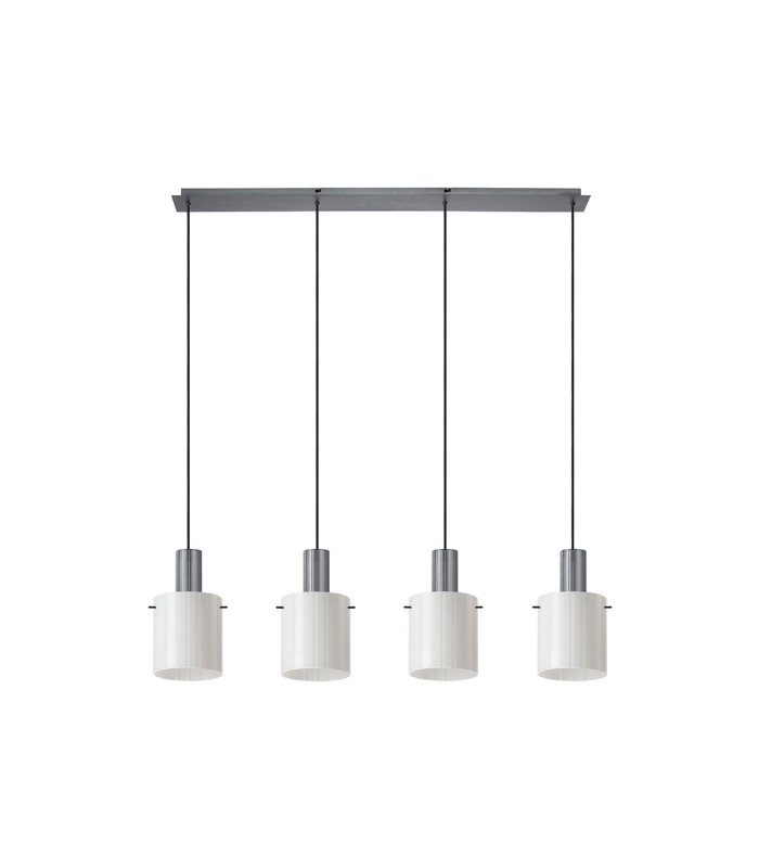 Hudson Linear Pendant 4 Light Adjustable E27 Dark Grey/Gloss White Wide Line Glass-6
