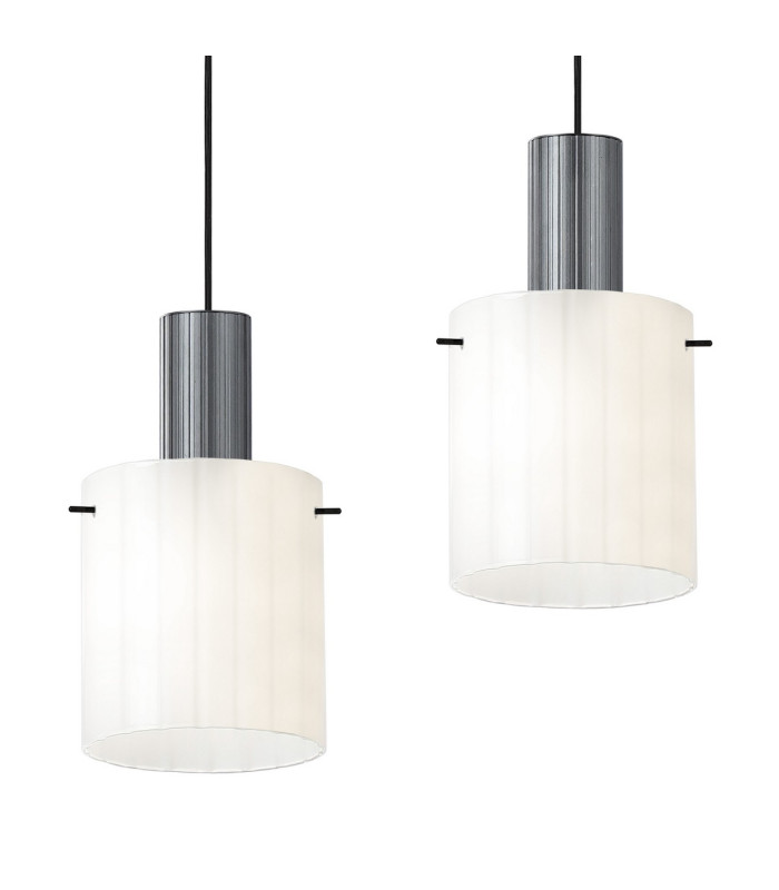 Hudson Linear Pendant 4 Light Adjustable E27 Dark Grey/Gloss White Wide Line Glass-8